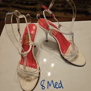 Lily Pulitzer Women's White Braided Strap High Heel Sandals Size 8